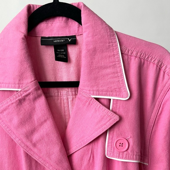 VINTAGE 2000s VENEZIA Chic Pink Short Trench Coat Size-18/20, fits smaller sizes - Picture 10 of 10